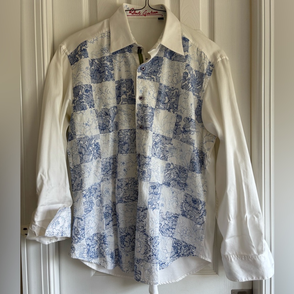 Robert Graham Blue Floral Checkered Shirt
